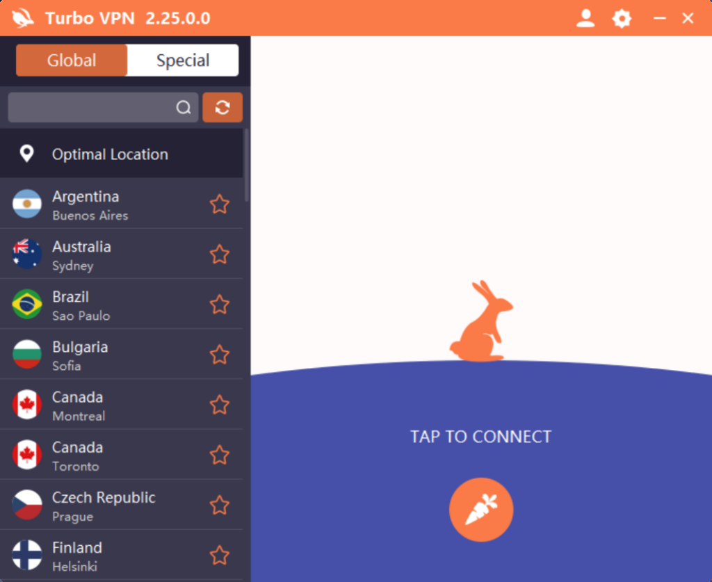 Turbo VPN PC 1 Tap to Connect