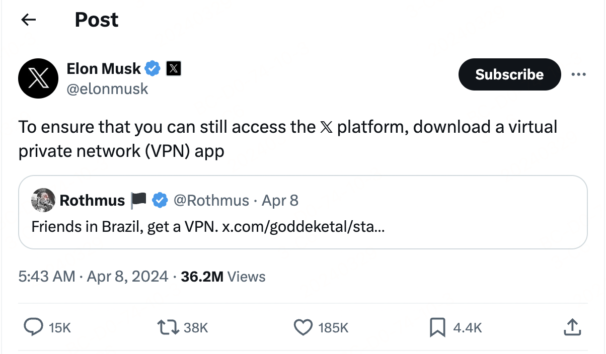 Musk recommends using a VPN