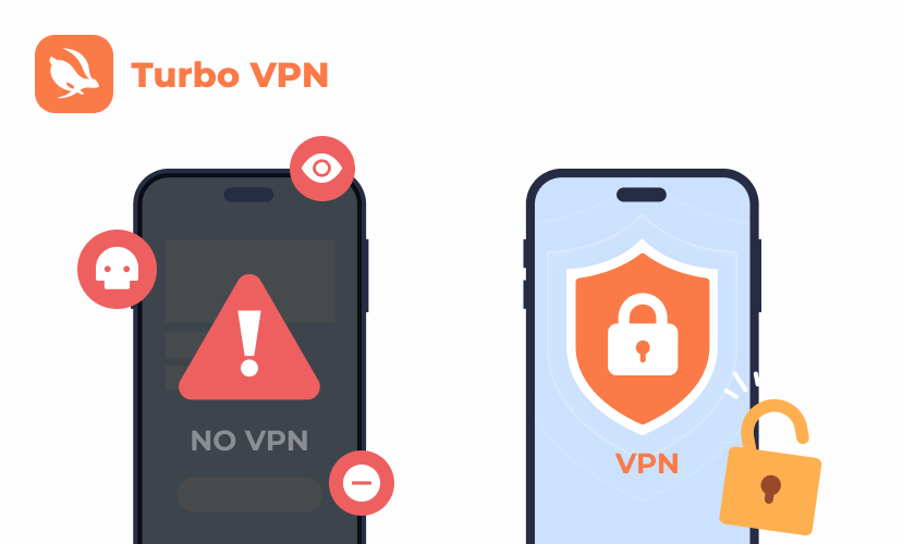 A visual comparison between a device connected with and without a VPN